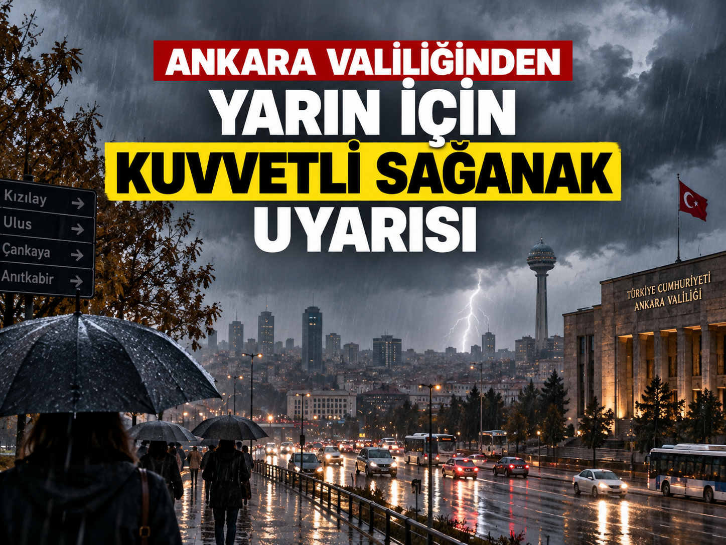 Ankara Valiliğinden yarın için kuvvetli sağanak uyarısı
