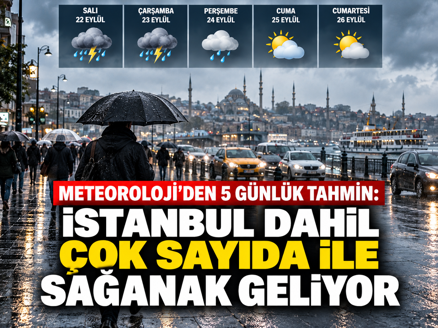 Meteoroloji'den 5 günlük tahmin: İstanbul dahil çok sayıda ile sağanak geliyor