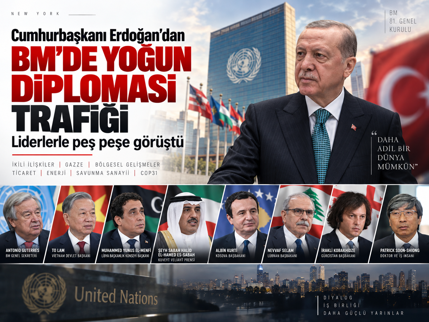 Cumhurbaşkanı Erdoğan'dan BM'de yoğun diplomasi trafiği: Liderlerle peş peşe görüştü