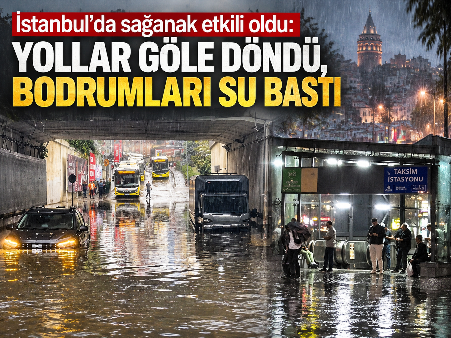 İstanbul'da sağanak etkili oldu: Yollar göle döndü, bodrumları su bastı