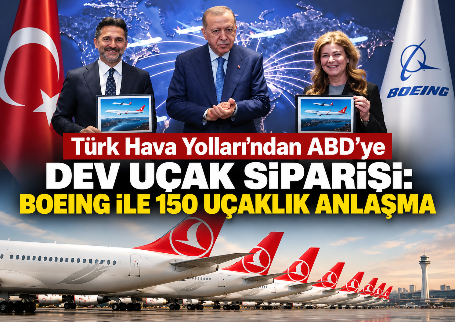 Türk Hava Yolları'ndan ABD'ye dev uçak siparişi: Boeing ile 150 uçaklık anlaşma