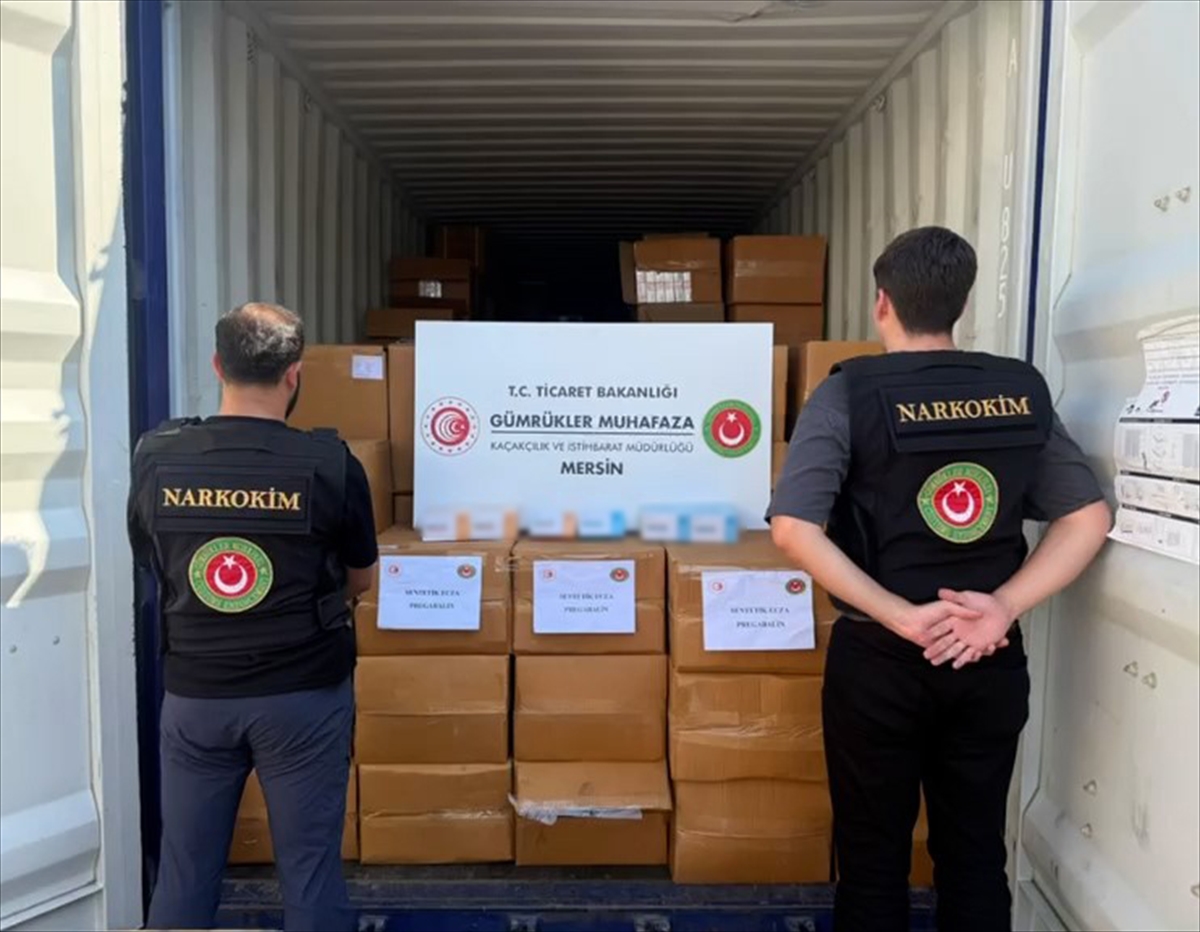 Mersin'de 1,7 tondan fazla pregabalin ele geçirildi