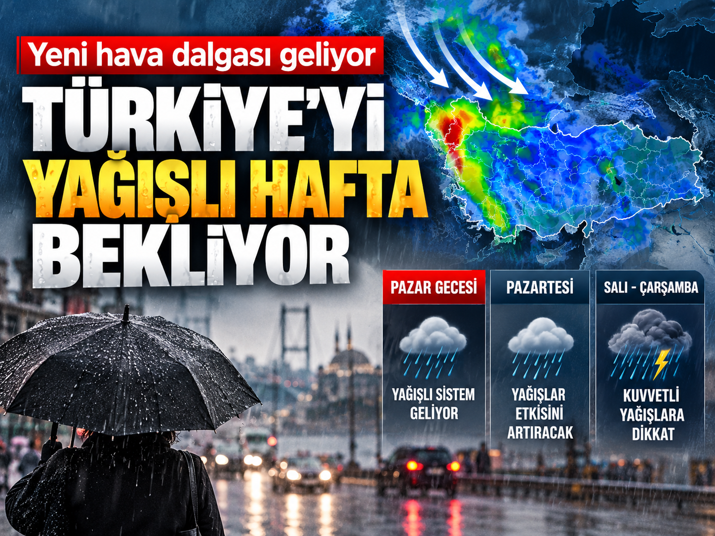 Türkiye yeni haftaya yağışla giriyor! 3 gün etkili olacak