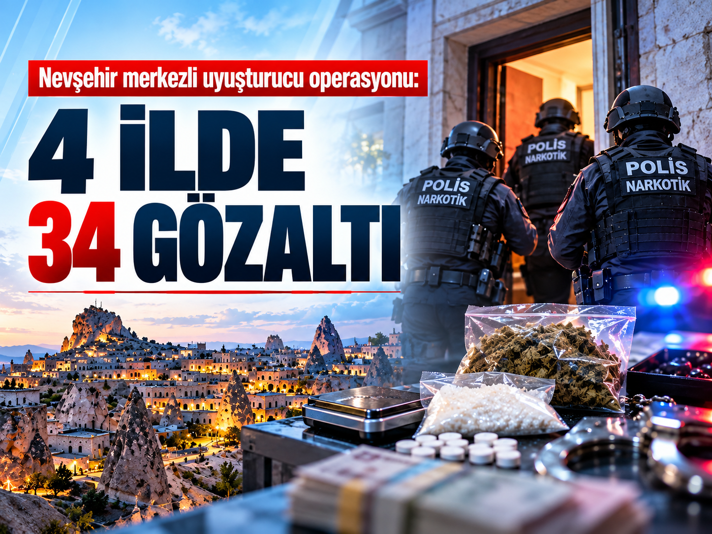 Nevşehir merkezli uyuşturucu operasyonu: 4 ilde 34 gözaltı
