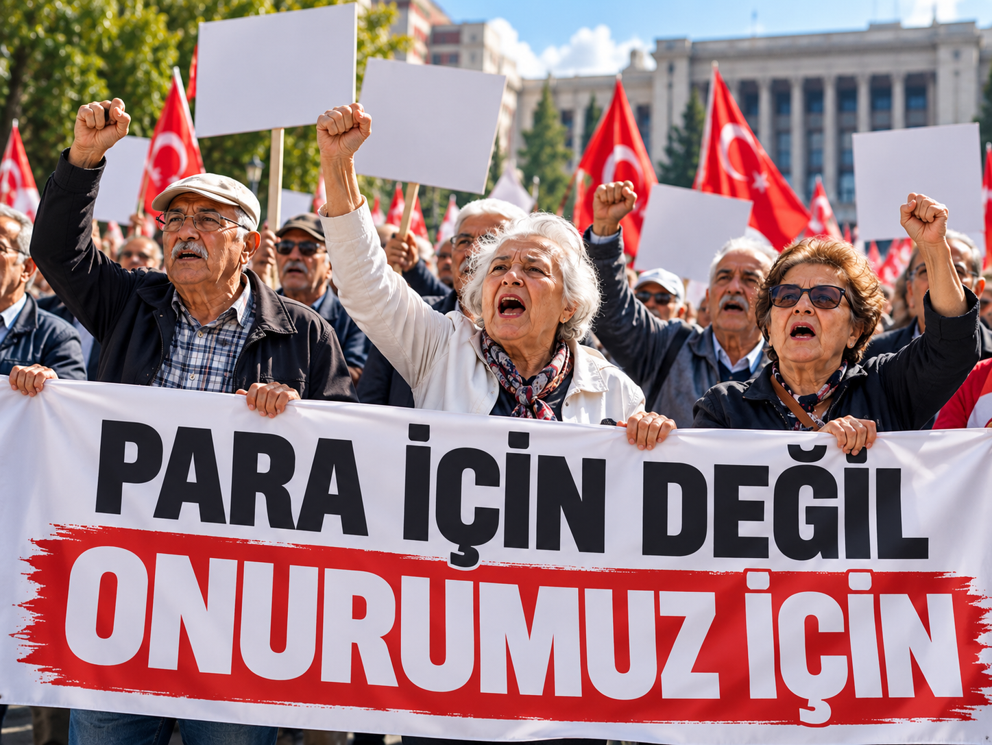 Emekliler Ankara’da sokağa çıktı: “Para için değil, onurumuz için”