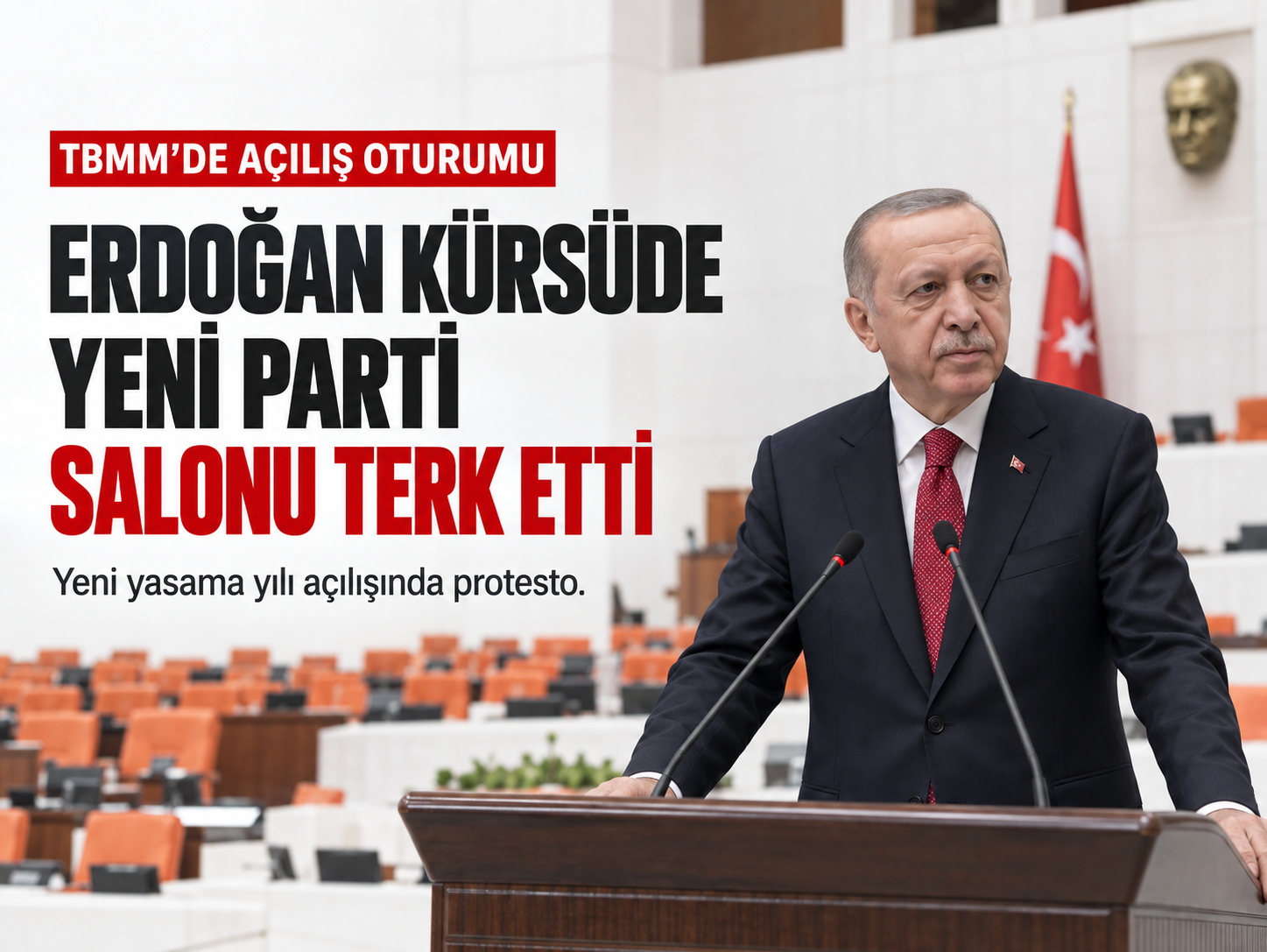 Erdoğan kürsüye çıktı, Yeni Parti milletvekilleri Genel Kurulu terk etti