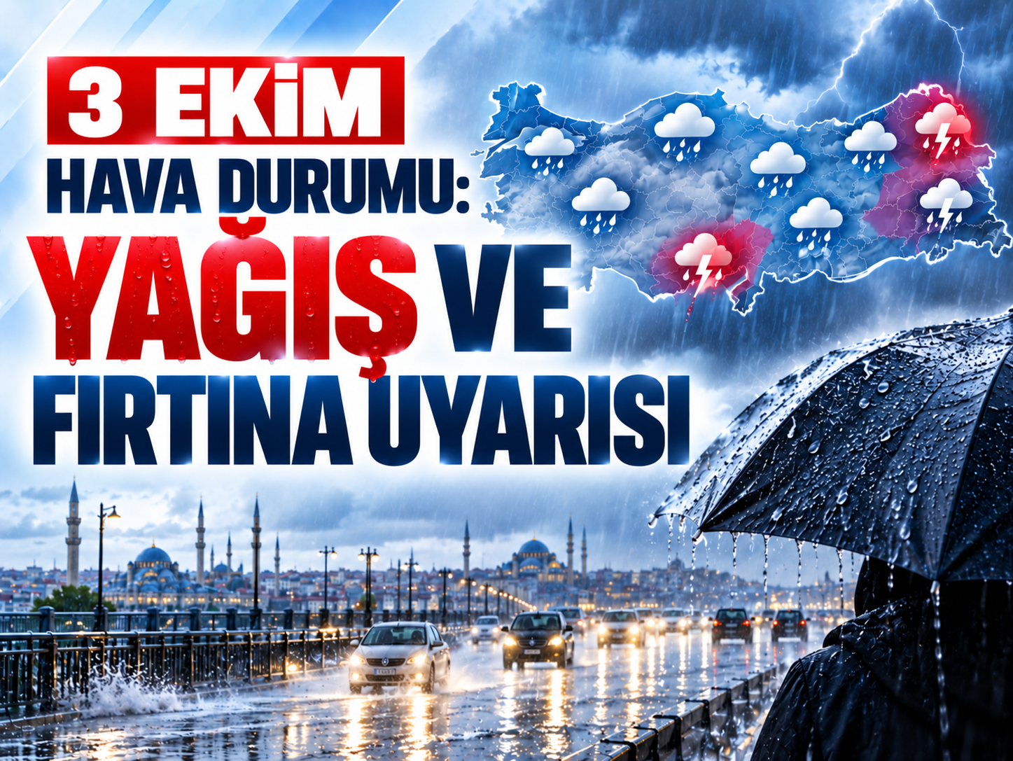 3 Ekim hava durumu: Yağış ve fırtına uyarısı