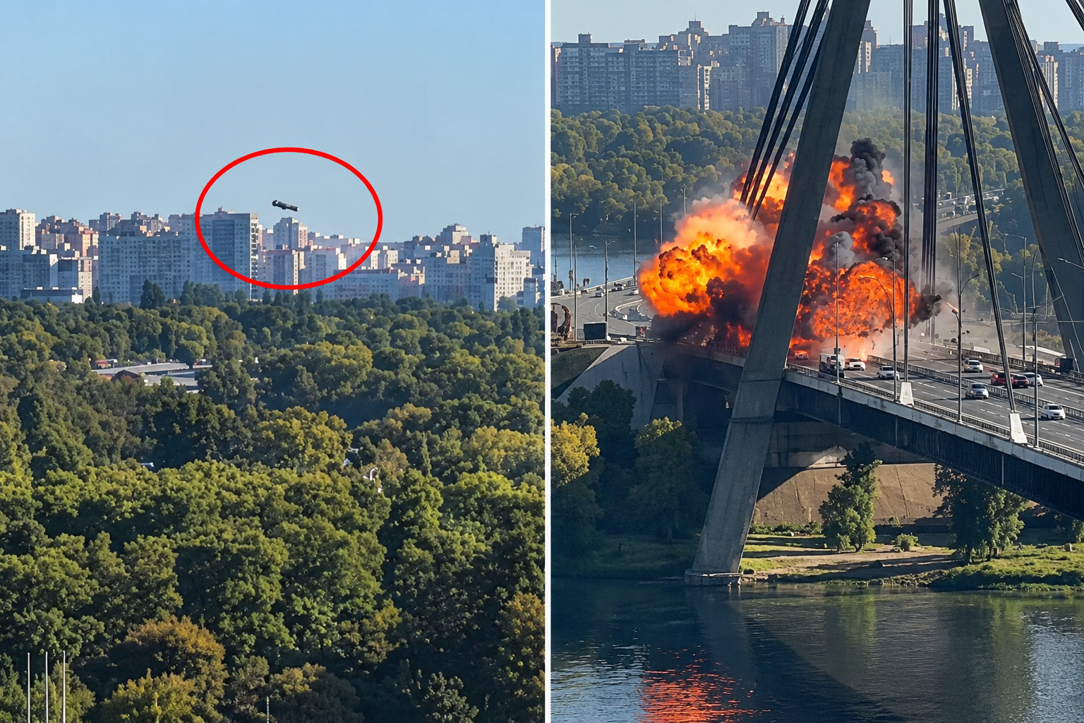 Rusya'dan Kiev'e füze saldırısı! Kuzey Köprüsü vuruldu