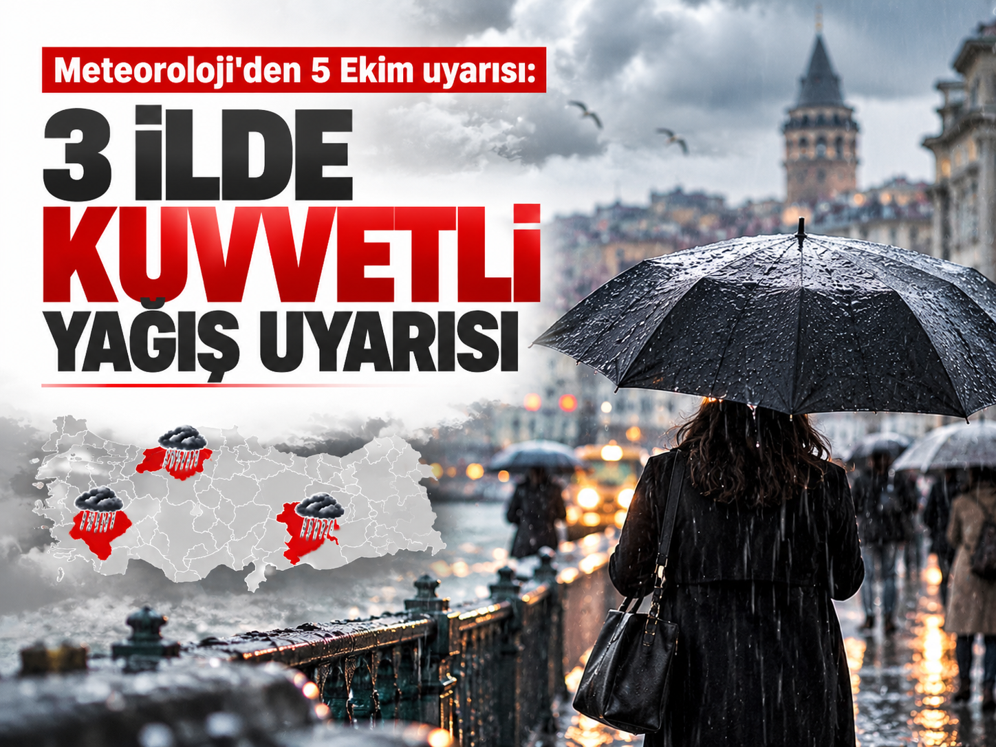 Meteoroloji'den 5 Ekim uyarısı: 3 ilde kuvvetli yağış uyarısı