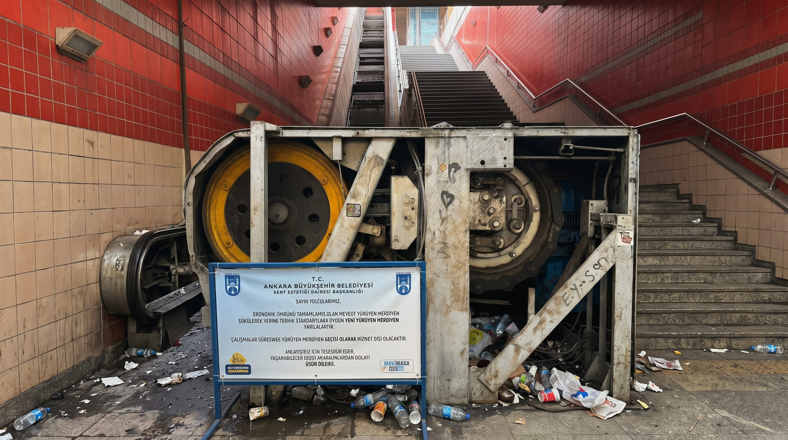 Ankara metrolarında bitmeyen merdiven çilesi ve çöp sorunu