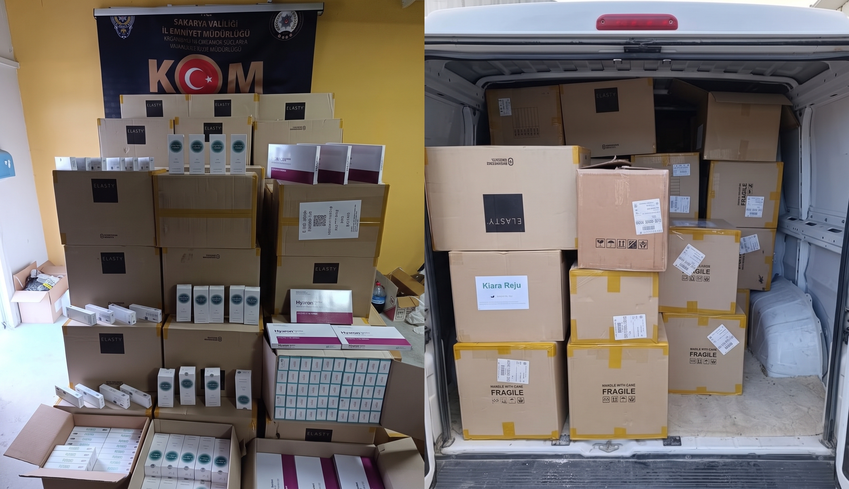 Sakarya’da araçtan binlerce kaçak kozmetik çıktı