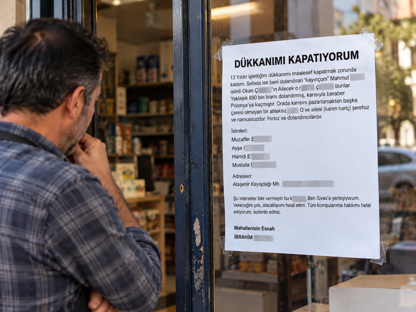 13 yıllık dükkanını kapattı, cama bu yazıyı astı