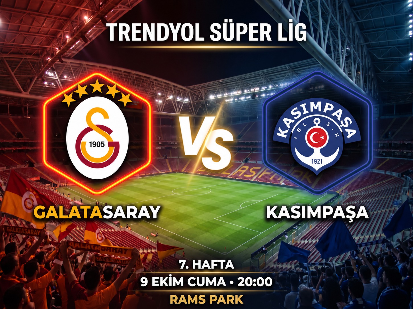 Galatasaray-Kasımpaşa maçında ilk düdük çalıyor