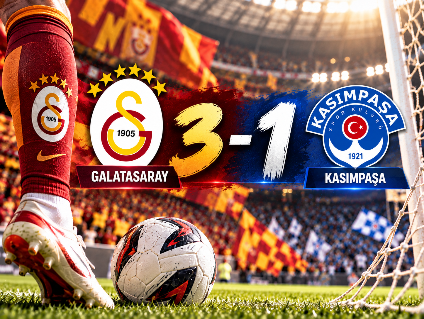Galatasaray farkı açtı: Kasımpaşa karşısında 3-1