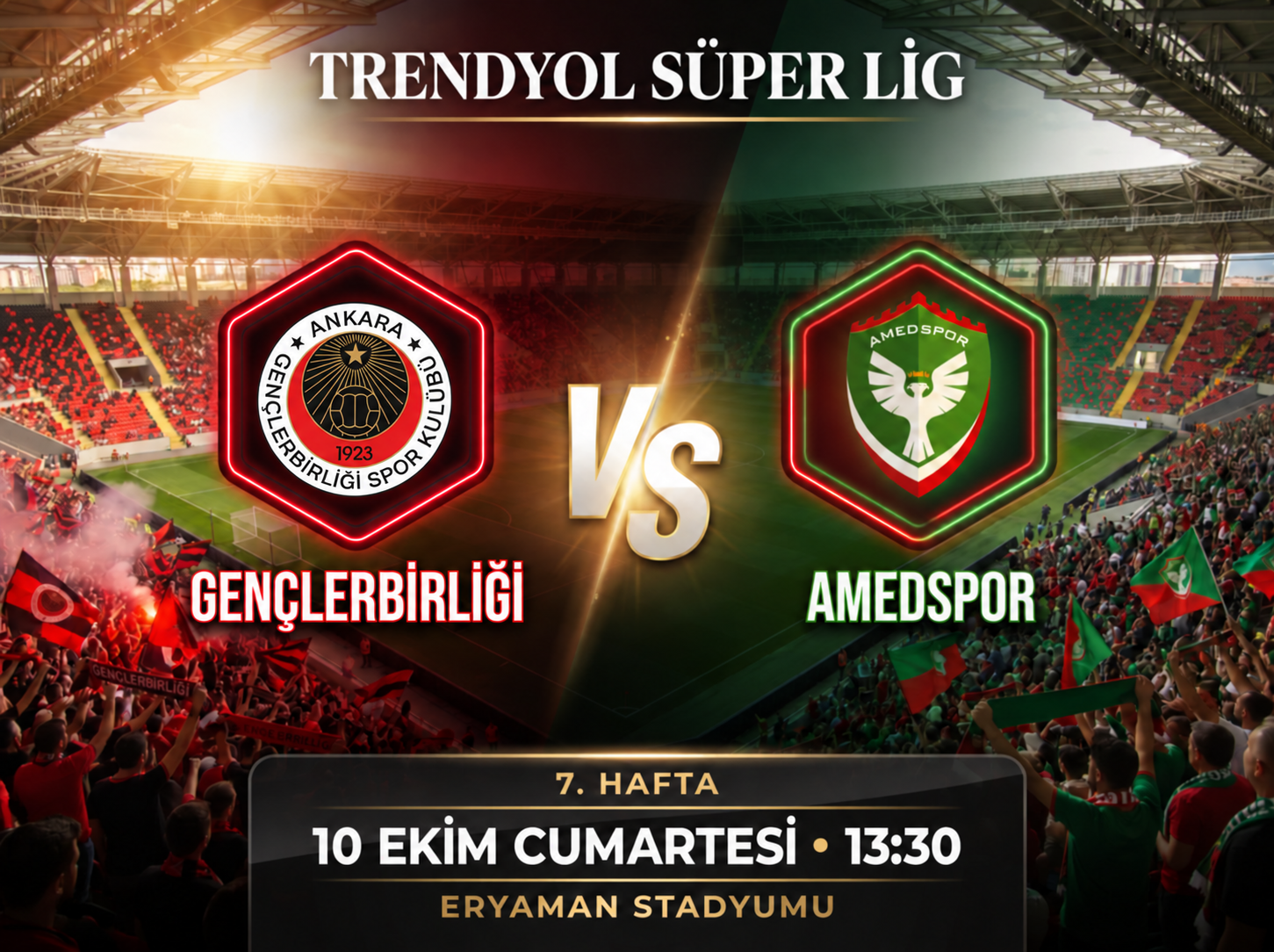 Eryaman’da maç heyecanı başlıyor: Gençlerbirliği–Amedspor