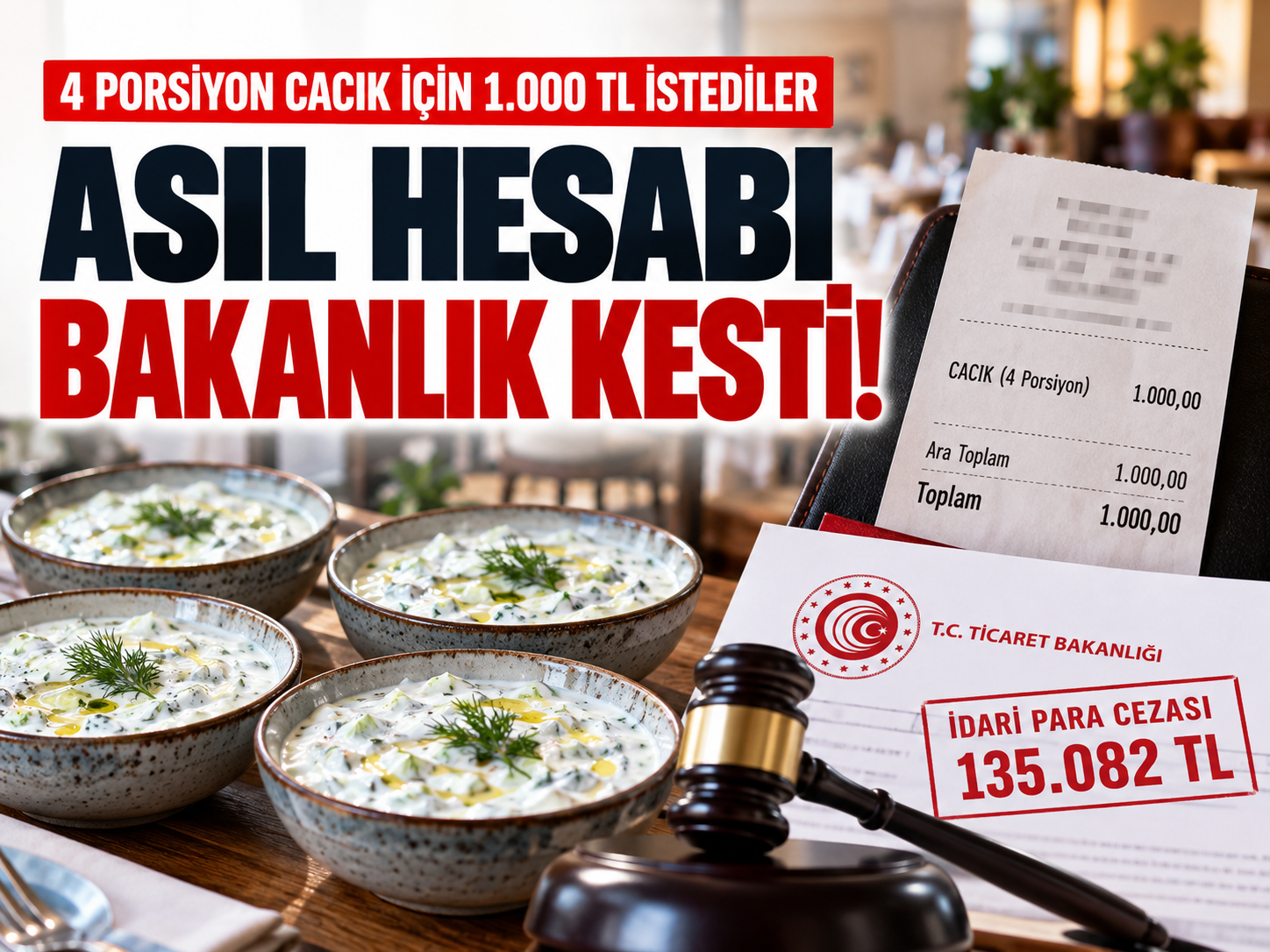 Bin liralık cacık hesabı pahalıya patladı! 135 bin TL ceza