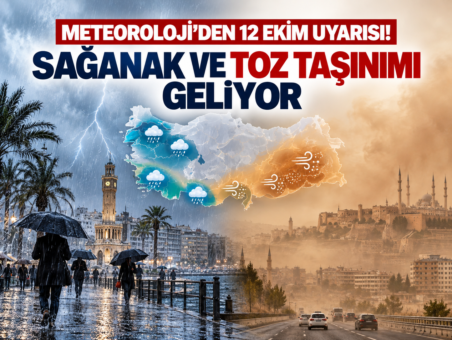 Meteoroloji’den 12 Ekim uyarısı! Sağanak ve toz taşınımı geliyor