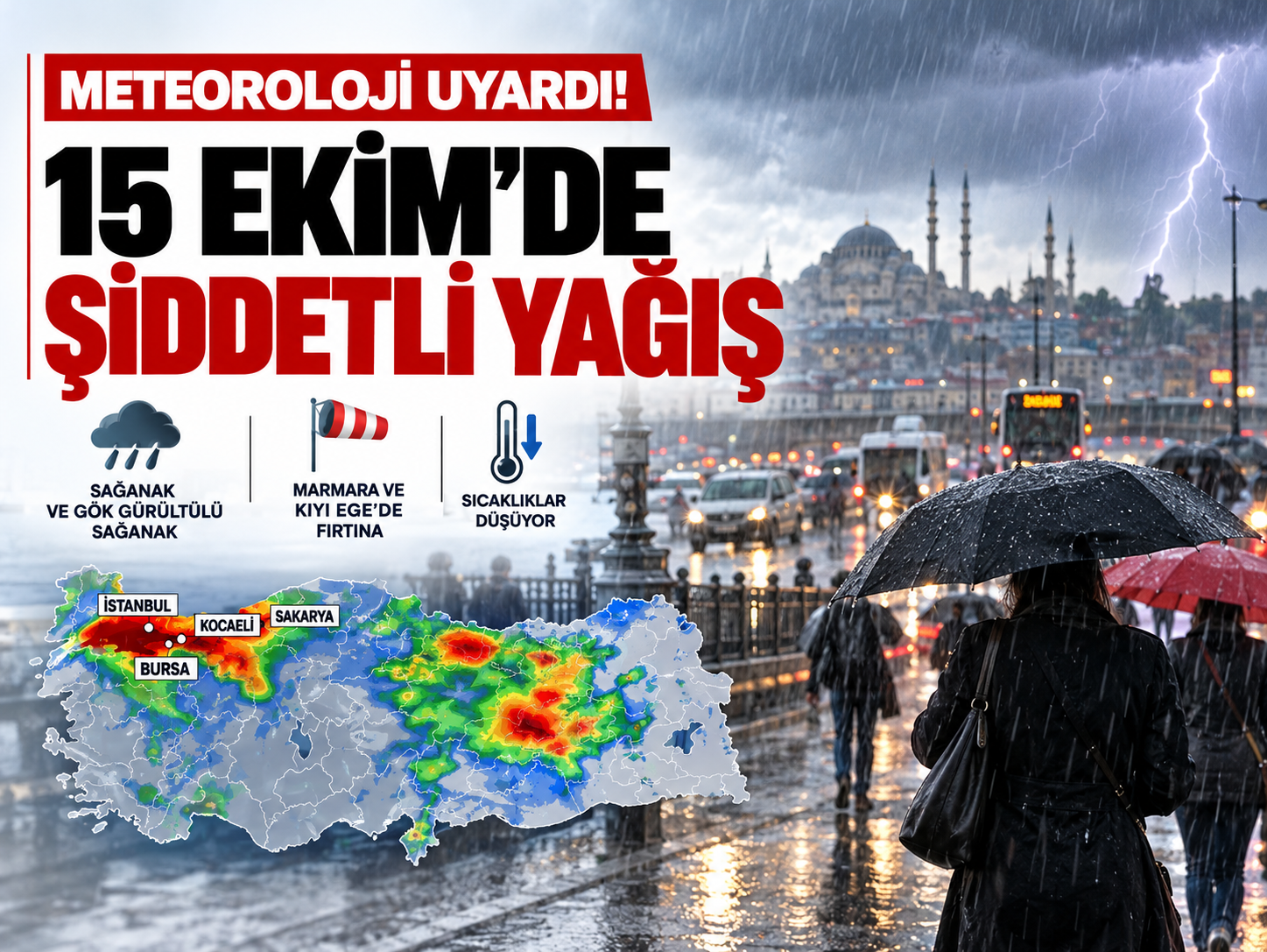 Meteoroloji uyardı! 15 Ekim'de şiddetli yağış