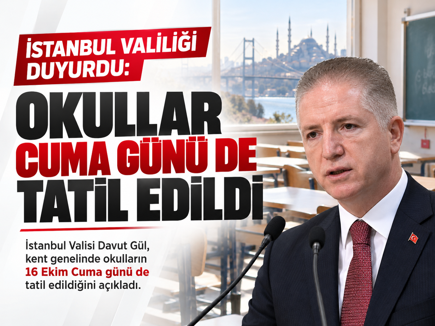 İstanbul Valiliği duyurdu: Okullar cuma günü de tatil