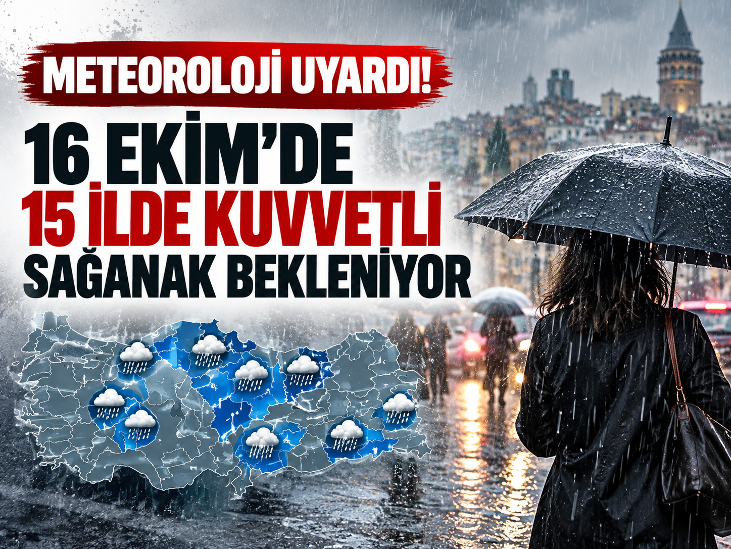 Meteoroloji uyardı! 16 Ekim'de 15 ilde kuvvetli sağanak bekleniyor