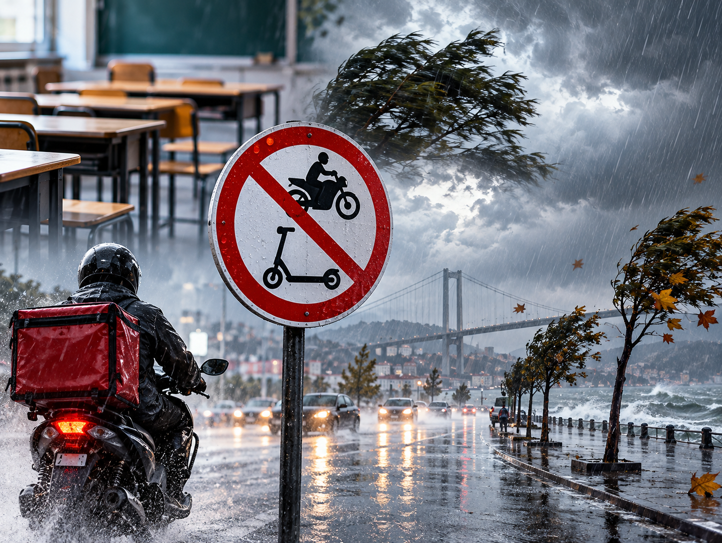 Kocaeli’de fırtına tedbirleri: Eğitim durdu, motokuryelere trafik yasağı geldi