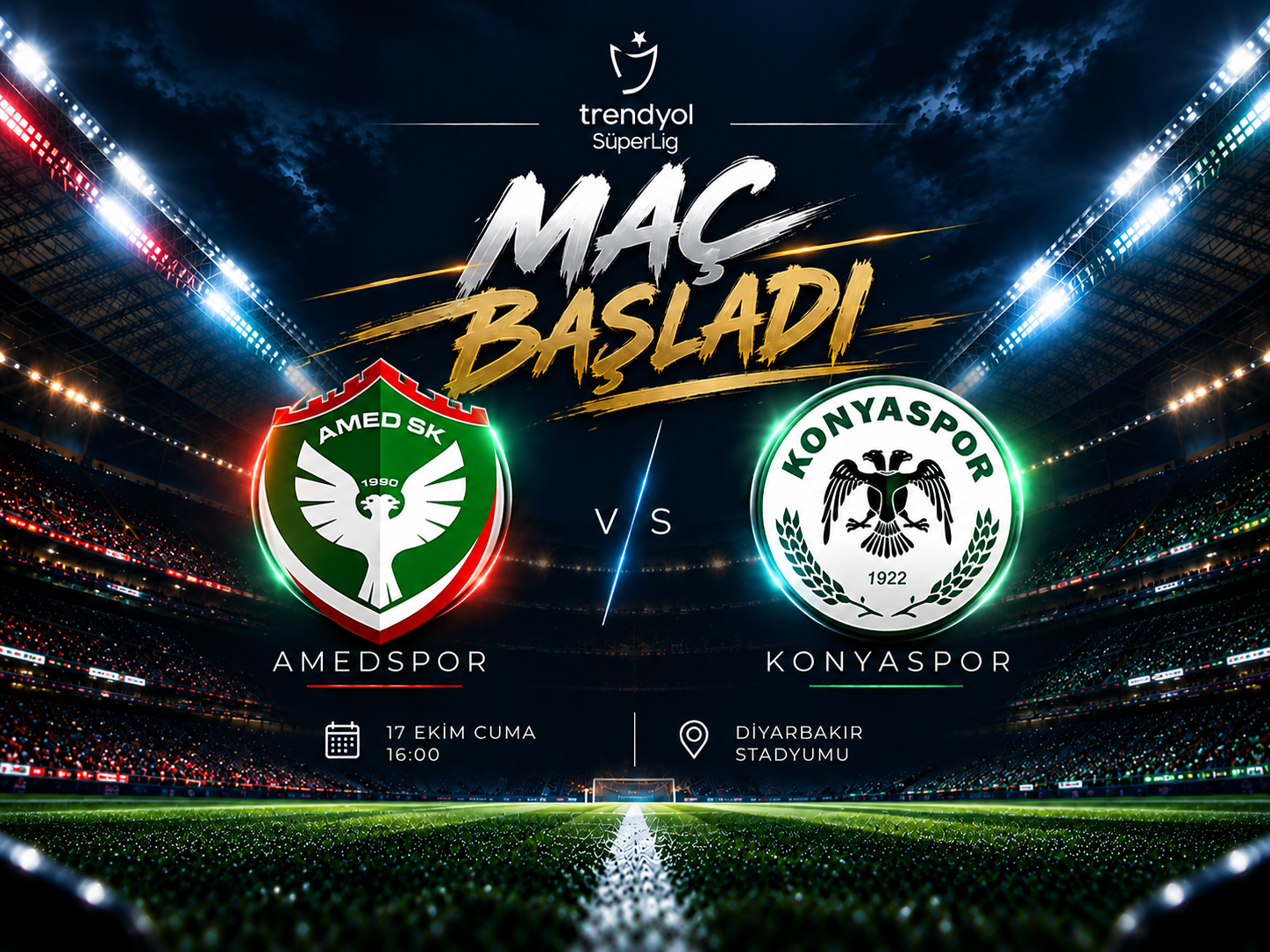 Diyarbakır'da gözler sahada! Amedspor-Konyaspor maçı başladı