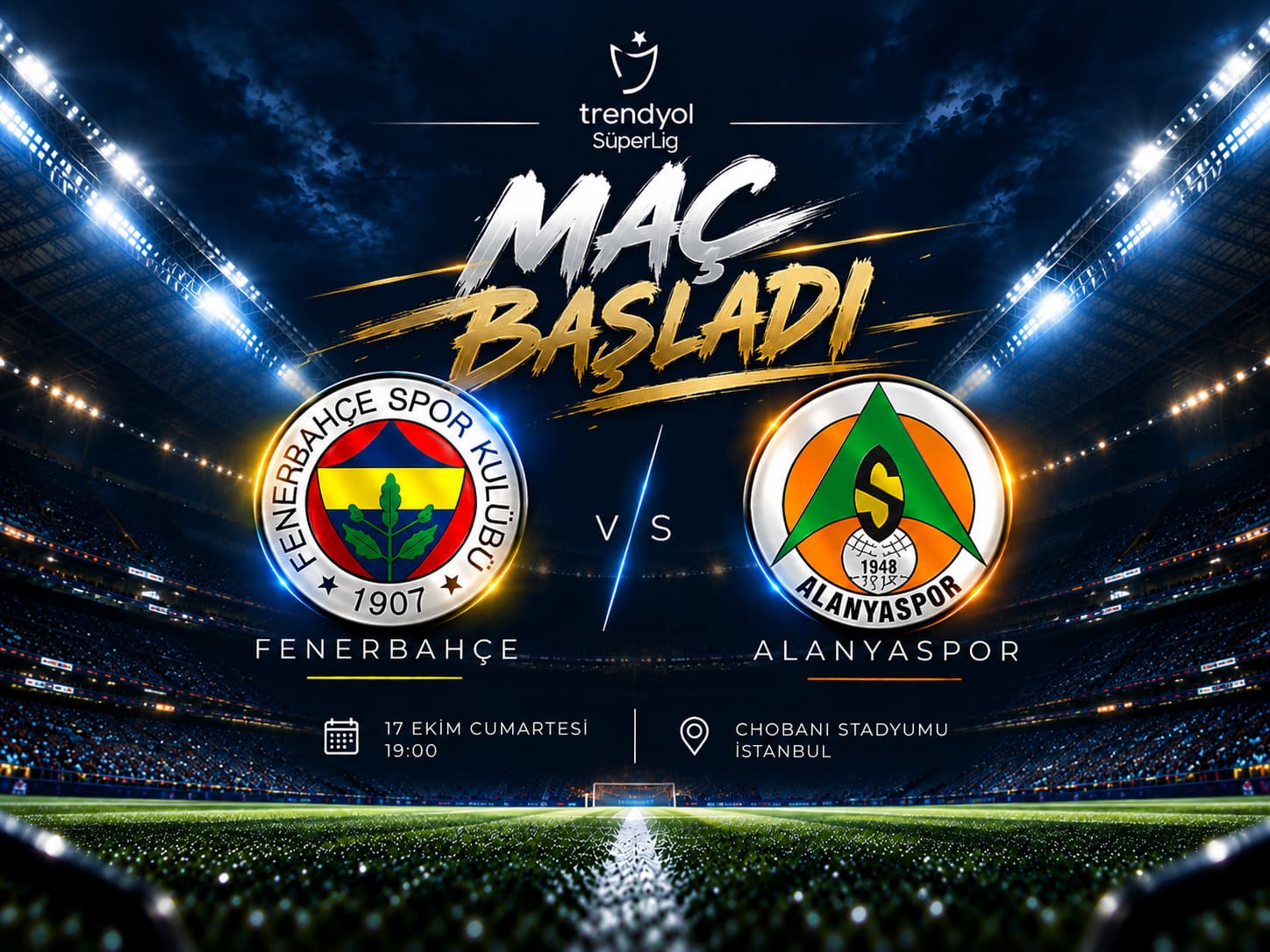 Kadıköy'de futbol heyecanı! Fenerbahçe-Alanyaspor maçı başladı