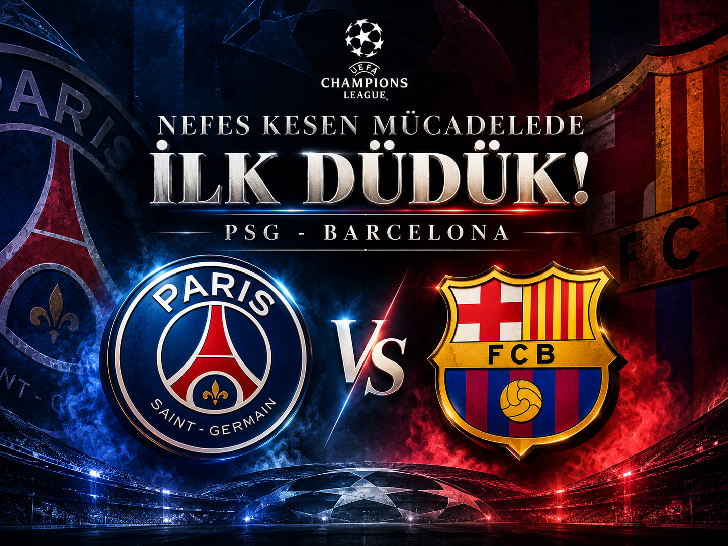 Devler sahneye çıktı! PSG - Barcelona başladı
