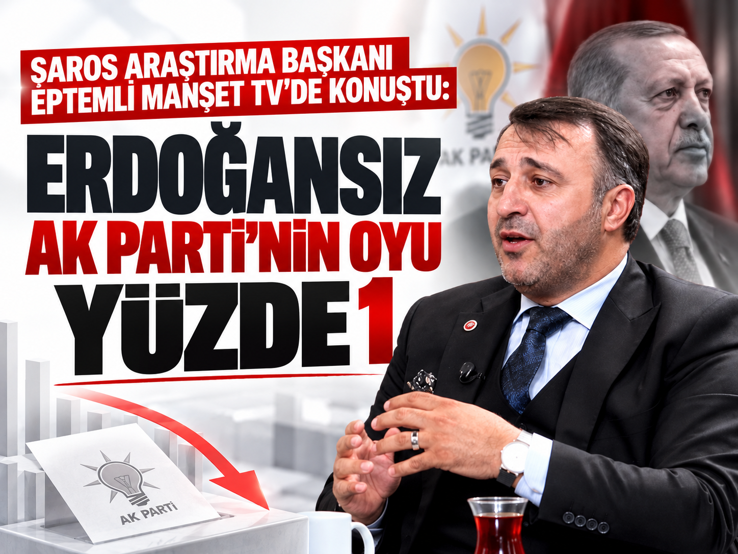 Saros Araştırma Başkanı Eptemli: Erdoğan olmazsa AK Parti'nin oyu yüzde 1