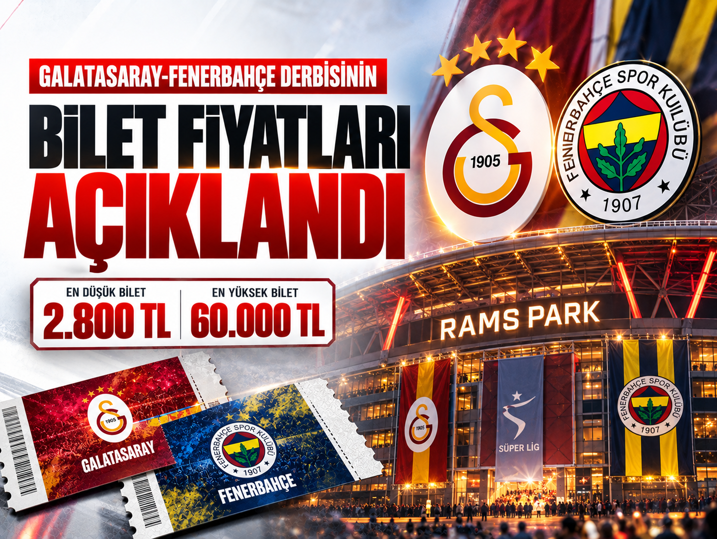 Galatasaray-Fenerbahçe derbi biletleri ne kadar? İşte fiyatlar