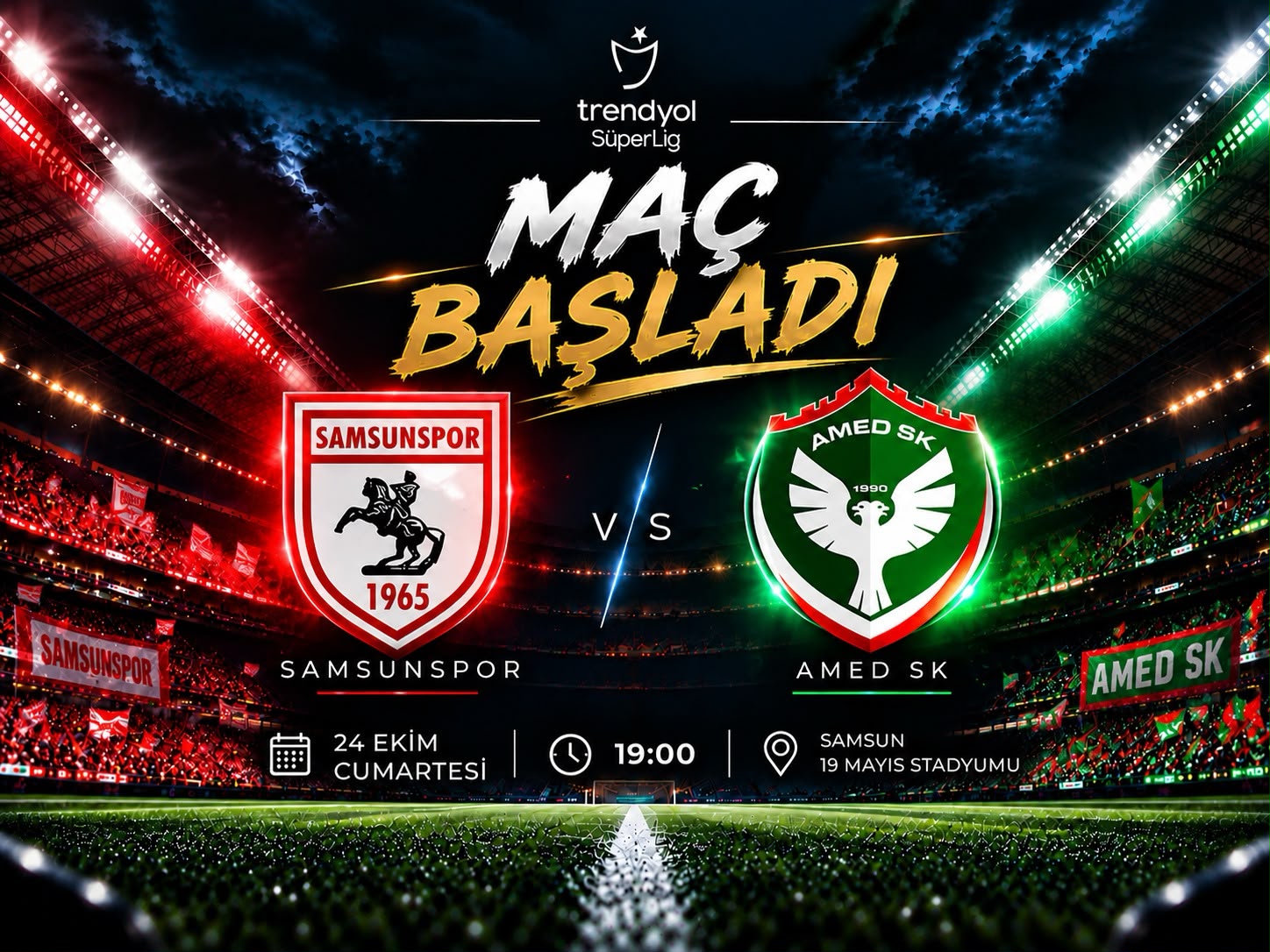 Samsunspor-Amedspor mücadelesinde heyecan başlıyor