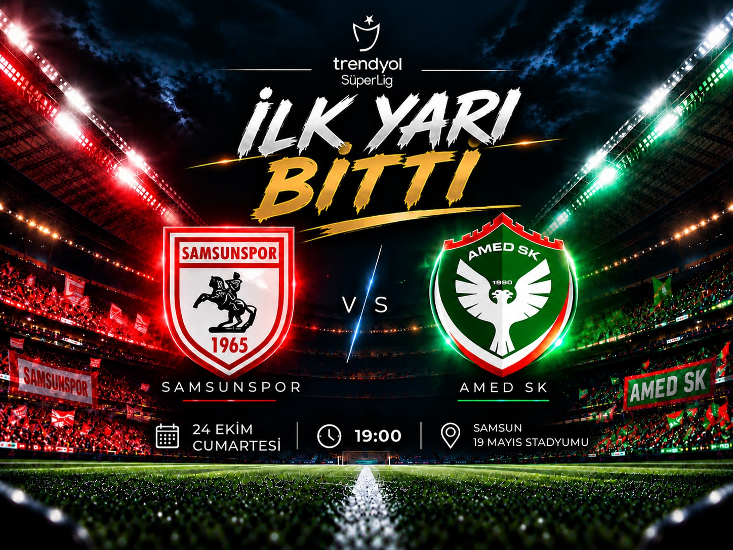 Samsunspor, Amed SK karşısında ilk yarıyı önde tamamladı!