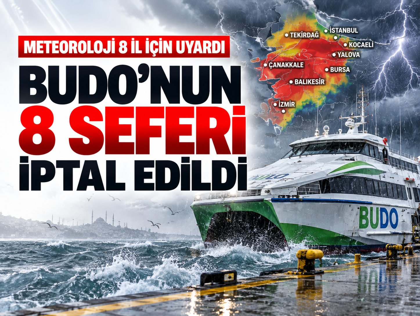Kuvvetli sağanak geliyor! BUDO'nun 8 seferi iptal edildi