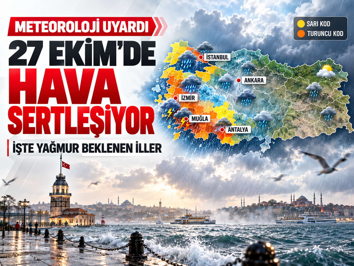 27 Ekim'de hava sertleşiyor! İşte yağmur beklenen iller