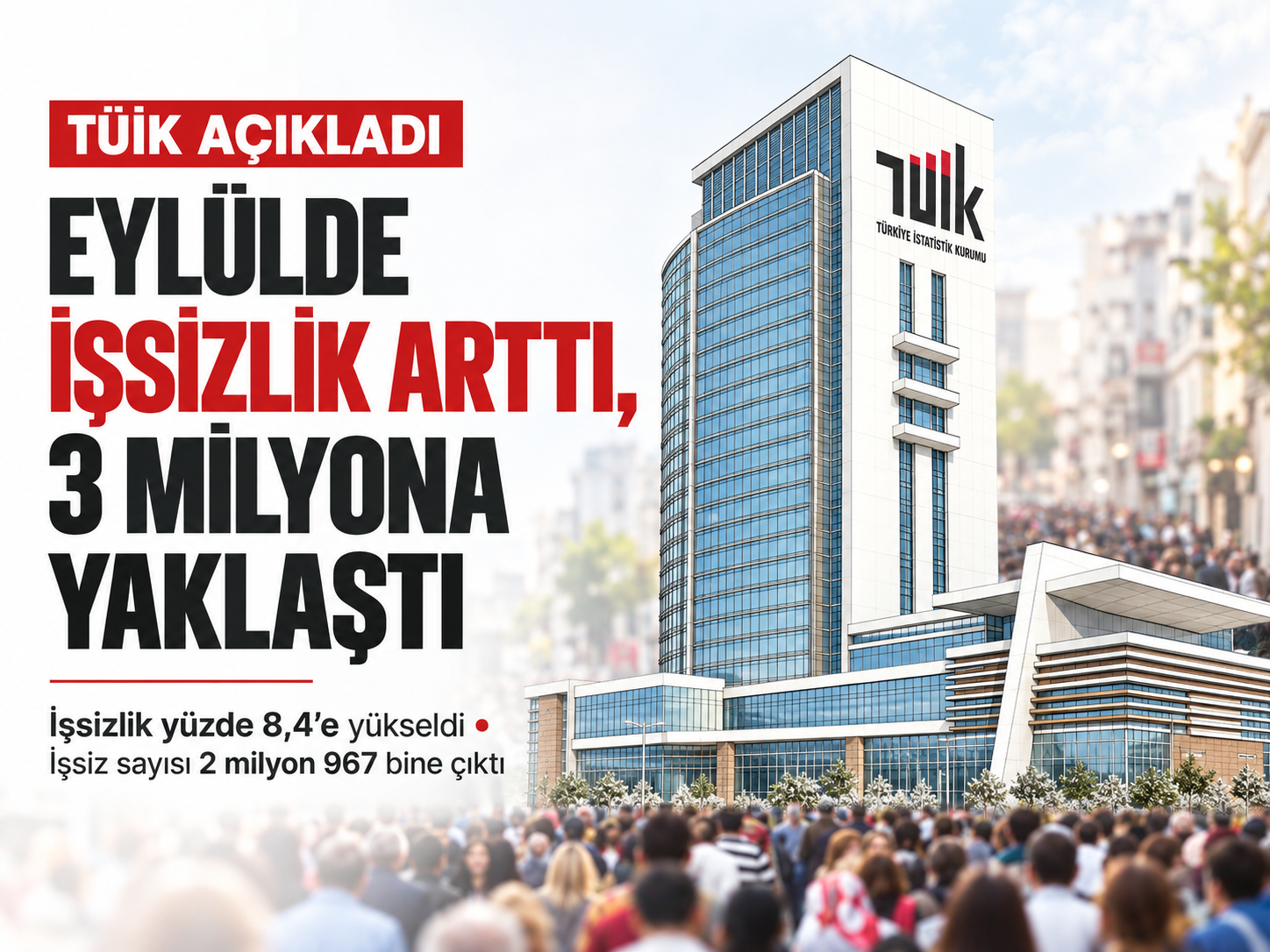TÜİK açıkladı! Eylülde işsizlik arttı, 3 milyona yaklaştı