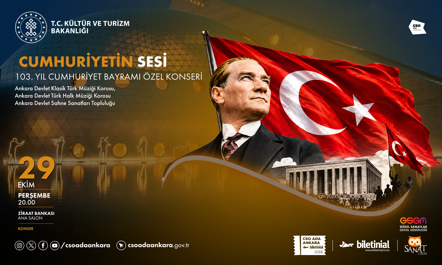 29 Ekim’de CSO Ada Ankara’da üç salonda sanat şöleni