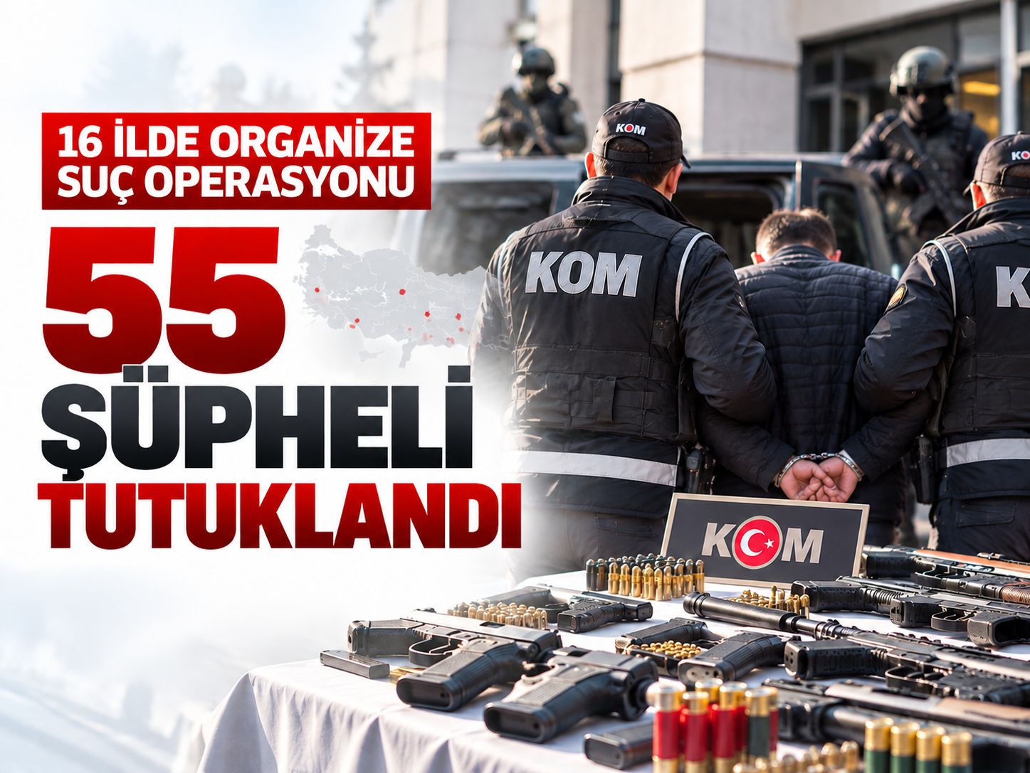 16 ilde organize suç operasyonu: 55 şüpheli tutuklandı