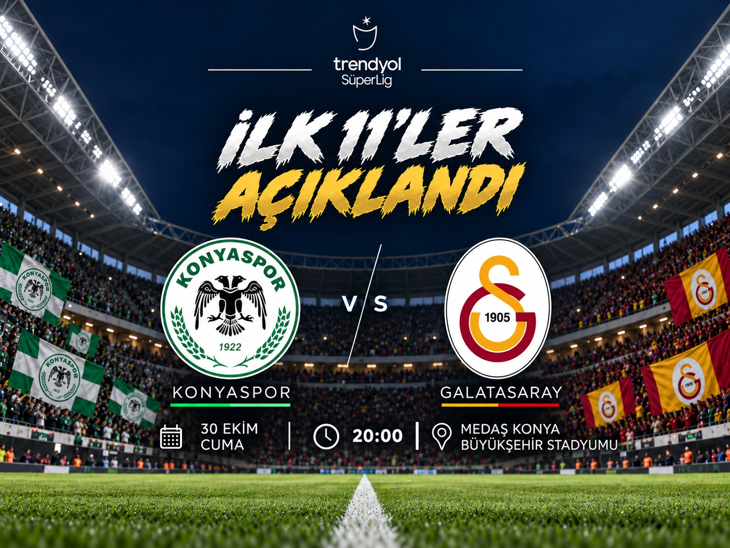 Konyaspor-Galatasaray maçının ilk 11'leri belli oldu!
