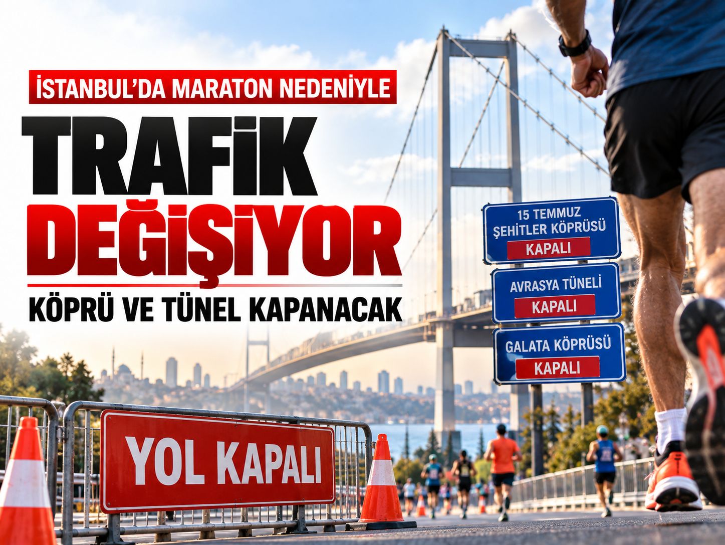 İstanbul'da maraton nedeniyle trafik değişiyor: Köprü ve tünel kapanacak
