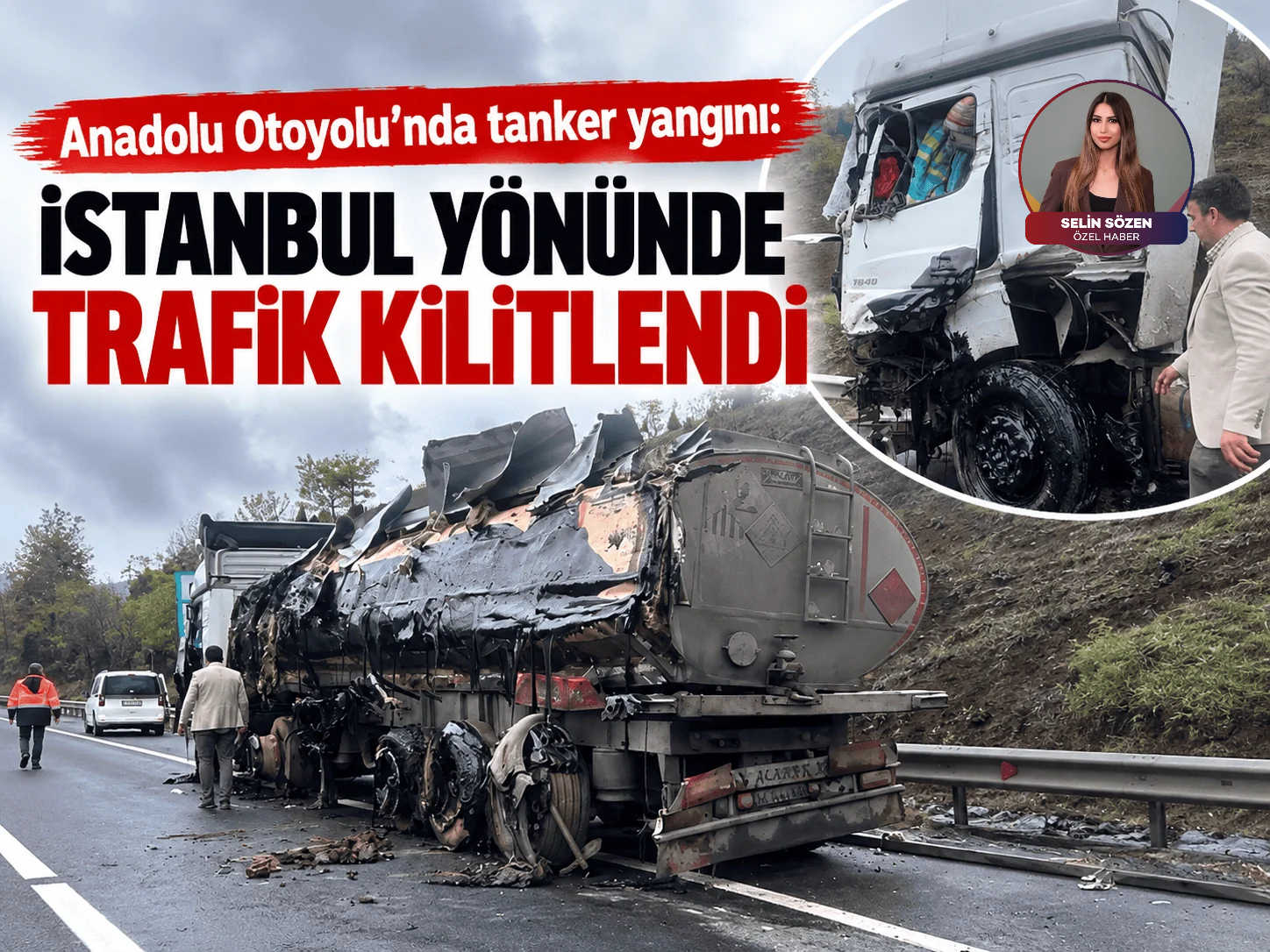 Anadolu Otoyolu'nda tanker yangını: İstanbul yönünde trafik kilitlendi