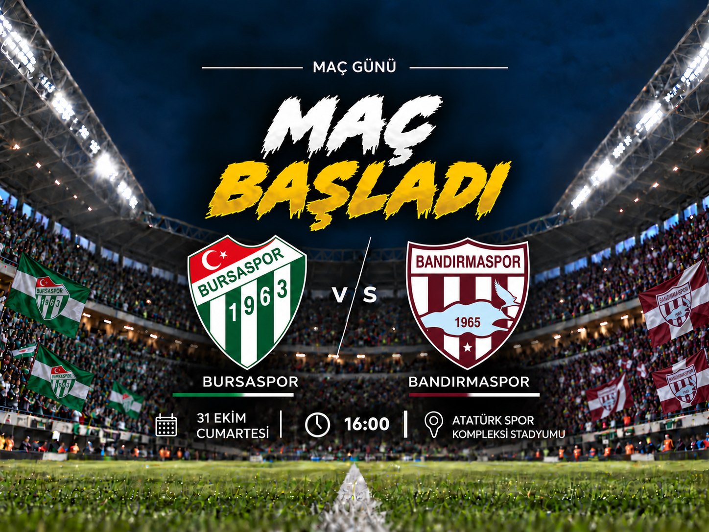 Bursaspor-Bandırmaspor maçında ilk düdük