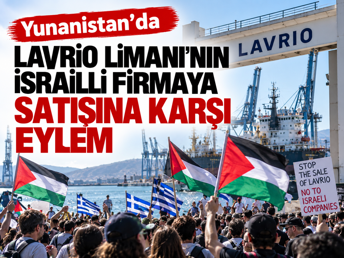 Yunanistan'da Lavrio Limanı'nın İsrailli firmaya satışına karşı eylem