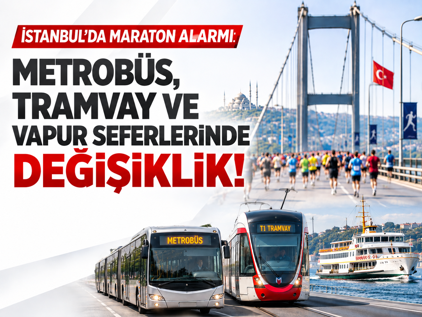İstanbul'da maraton alarmı: Metrobüs, tramvay ve vapur seferlerinde değişiklik!