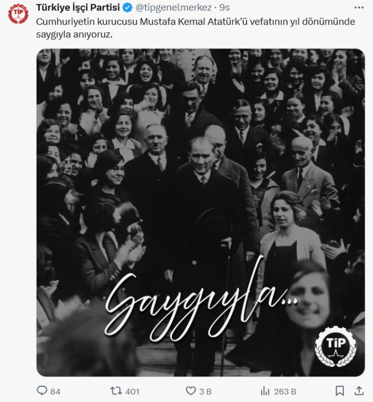 Sosyalist partilerden Atatürk'ü anma mesajları: 'Çetelere, tarikatlara, sermayeye karşı...'