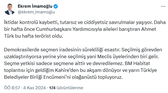 İmamoğlu'ndan kayyum tepkisi: İktidar kontrolü kaybetti, tutarsız ve ciddiyetsiz savrulmalar yaşıyor
