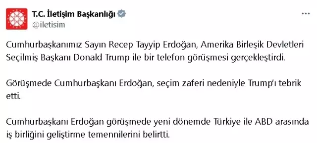 Erdoğan, Trump ile görüştü! İşte yeni dönemle ilgili dikkat çeken mesaj