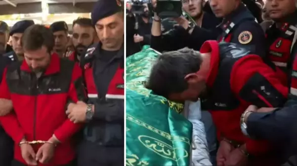 Özel izinle 5 çocuğunun cenazesine gelen babanın görüntüleri kahretti