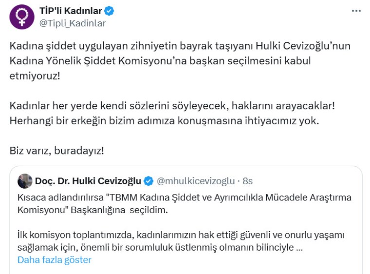 TBMM'de kadına yönelik şiddete karşı kurulan komisyonun başkanı erkek oldu